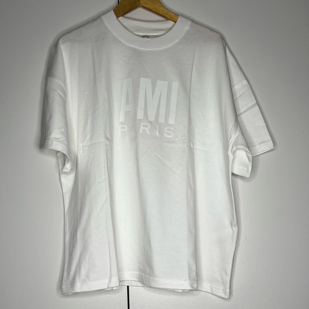 Ami Paris White Short Sleeve Logo Tee